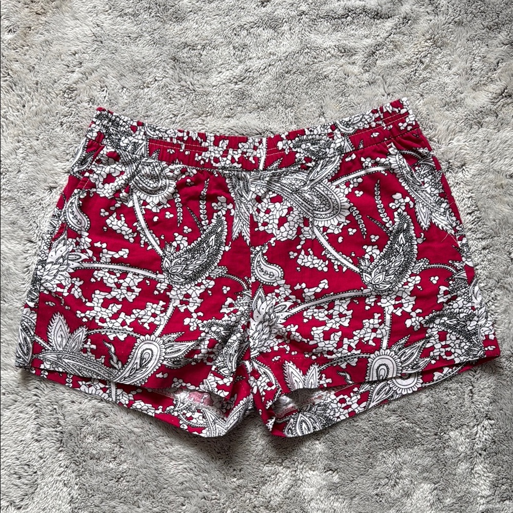 Women’s Floral Pattern Canvas Fabric High Waisted Shorts